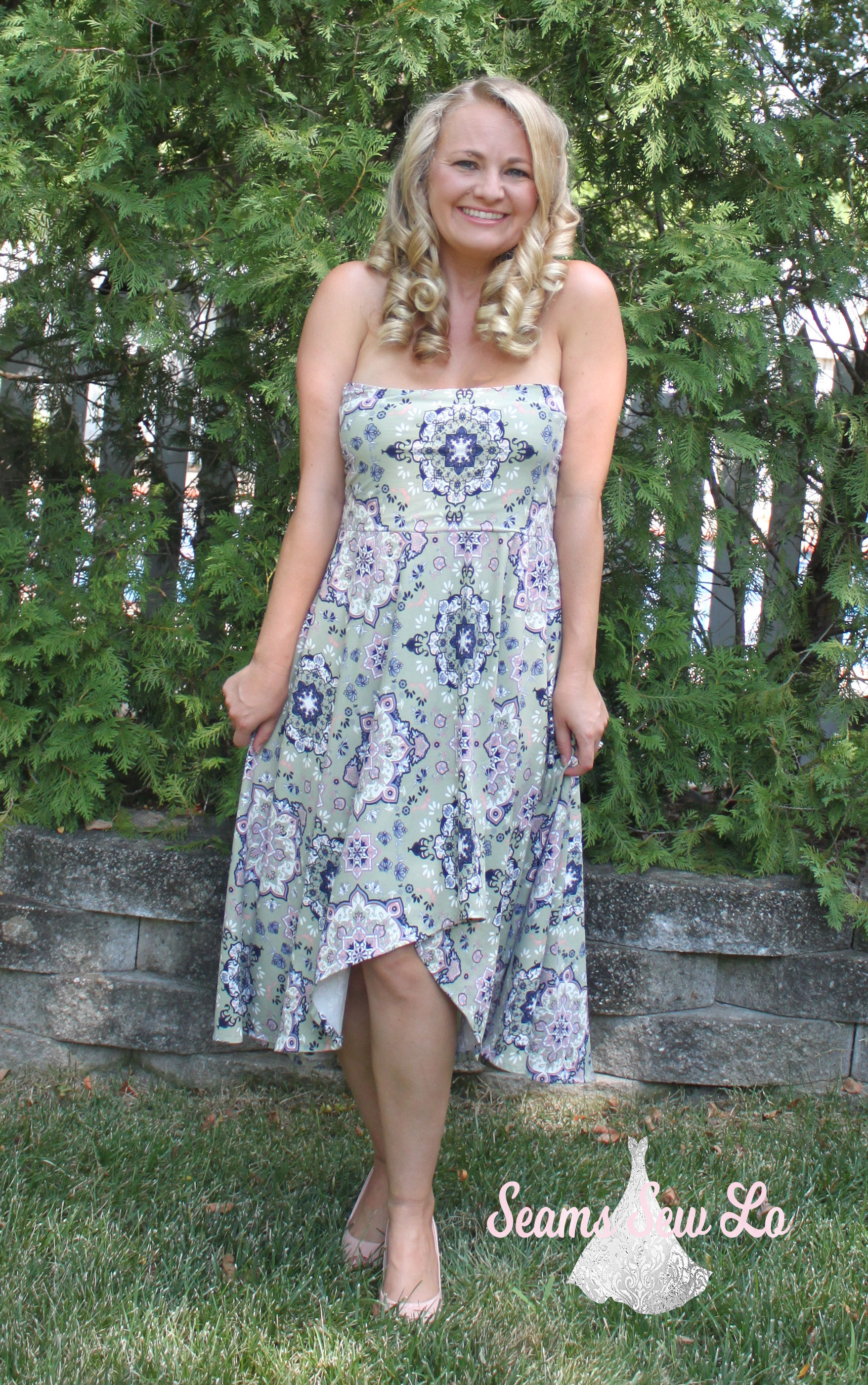 DIBY Free Strapless knit dress sewing pattern Seams Sew Lo