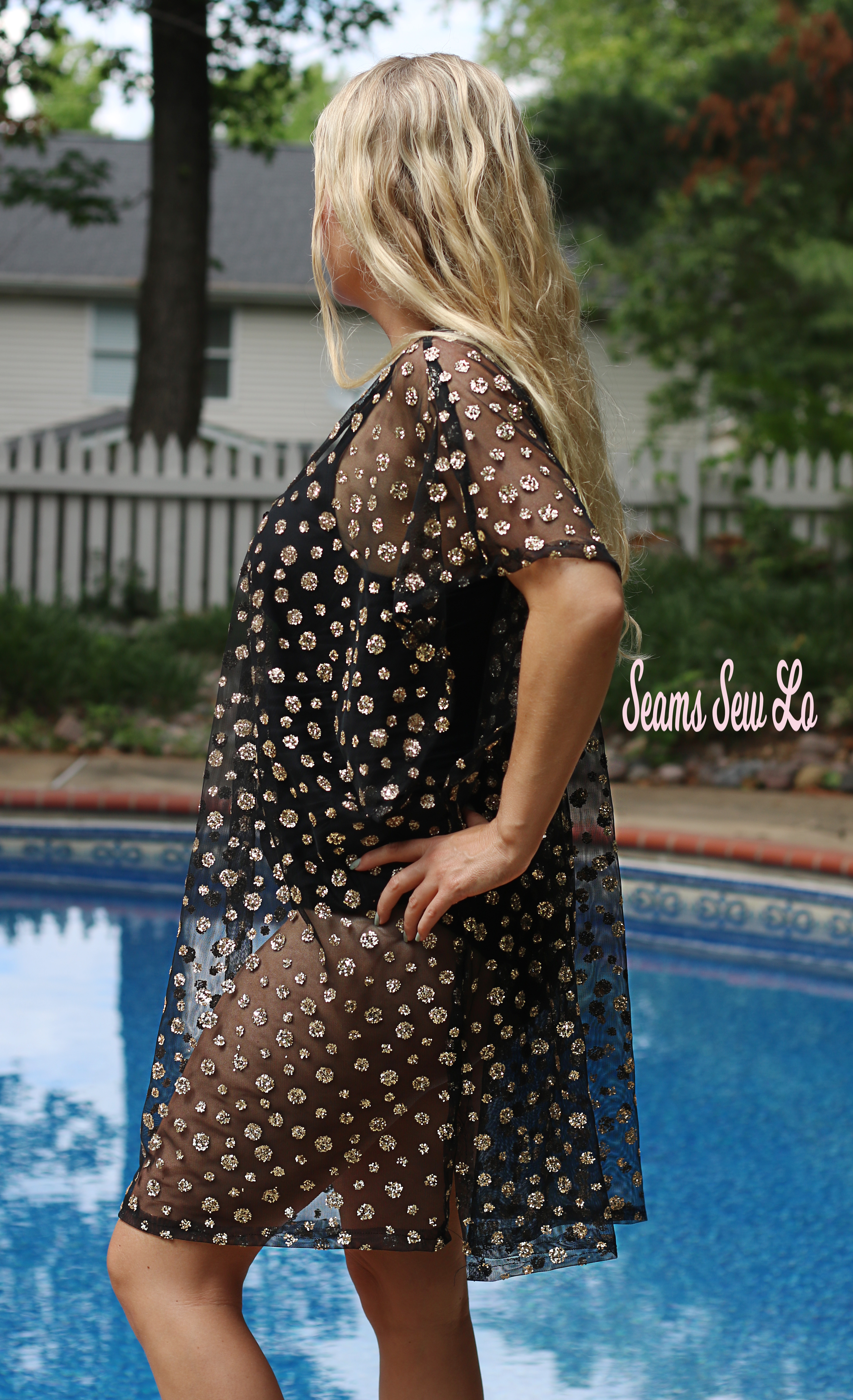 Black and gold swimsuit cover up on sale